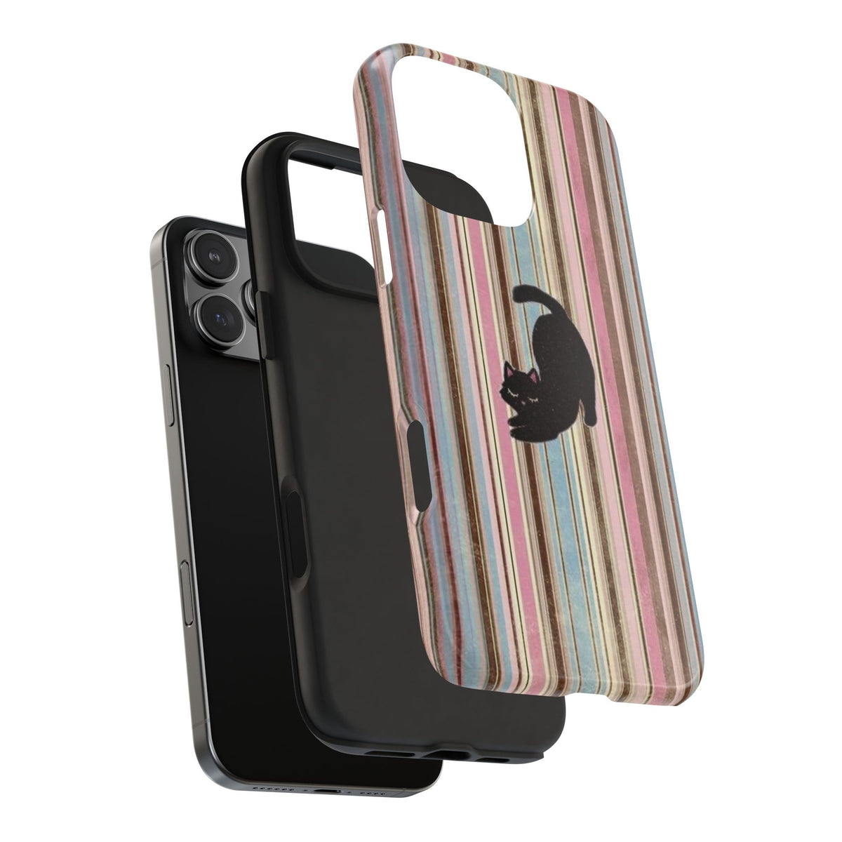 AUTUMN STRIPES BLACK CAT PHONE CASE