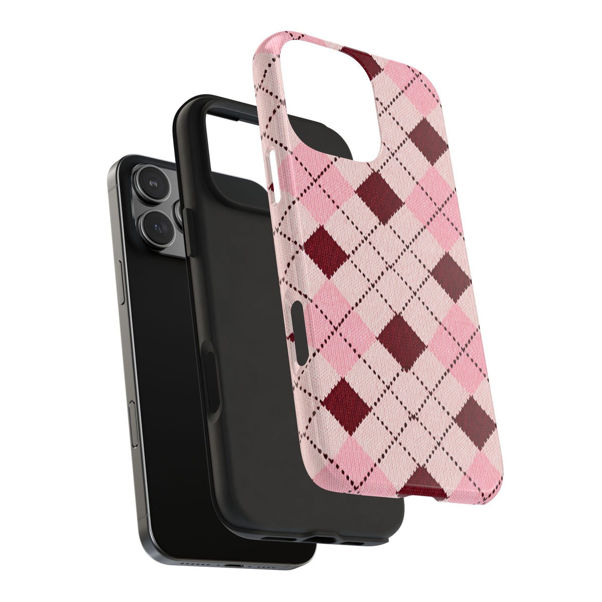 BURGUNDY ARGYLE PHONE CASE