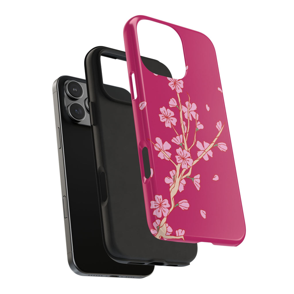 RASPBERRY PINK BLOSSOM FLORAL PHONE CASE