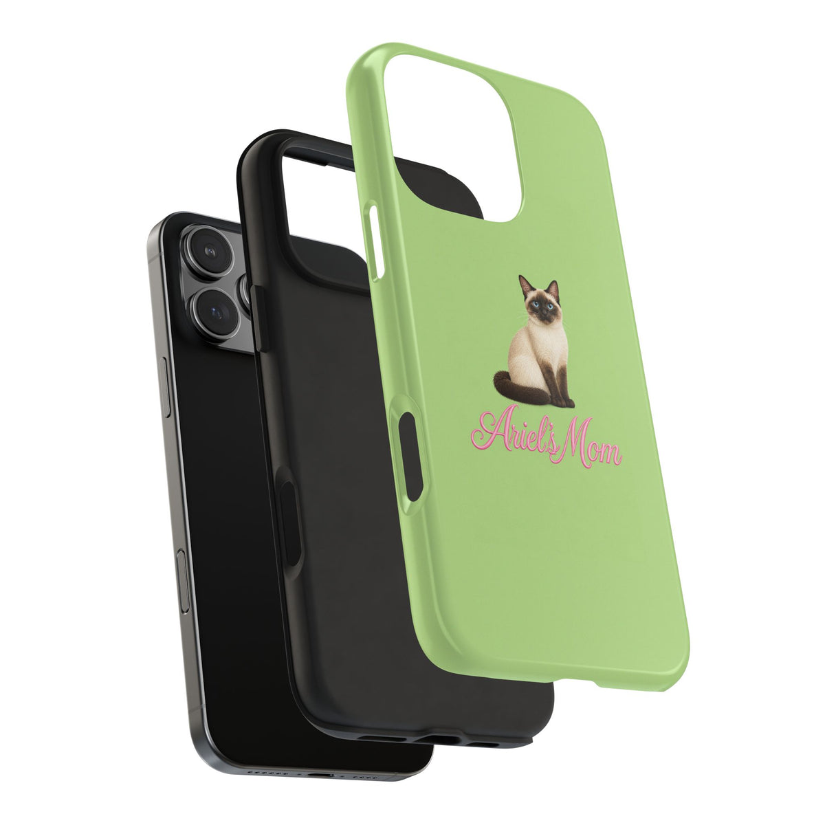 PERSONALIZED GREEN SIAMESE CAT MOM CUSTOM NAME PHONE CASE