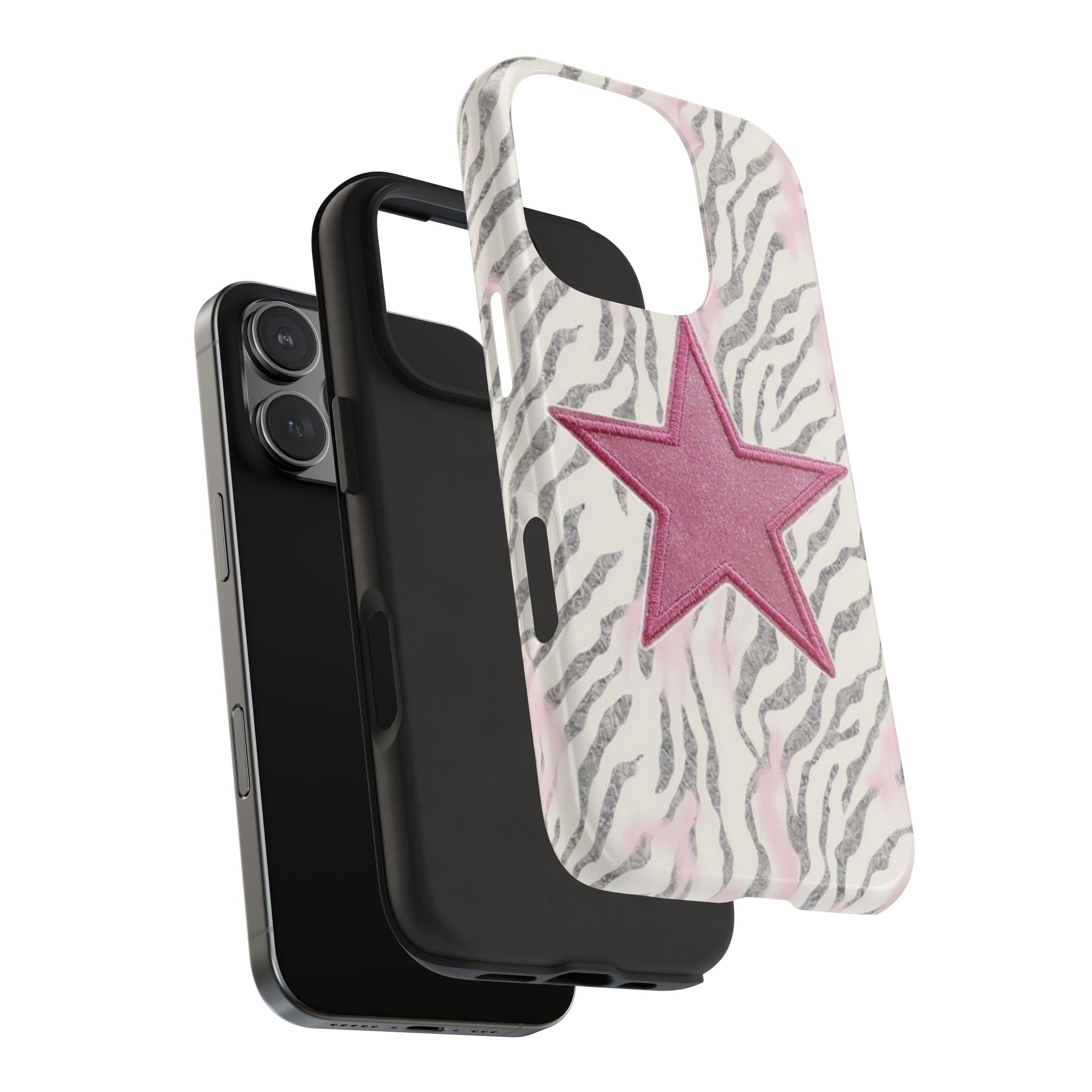 VINTAGE ZEBRA PINK STAR PHONE CASE