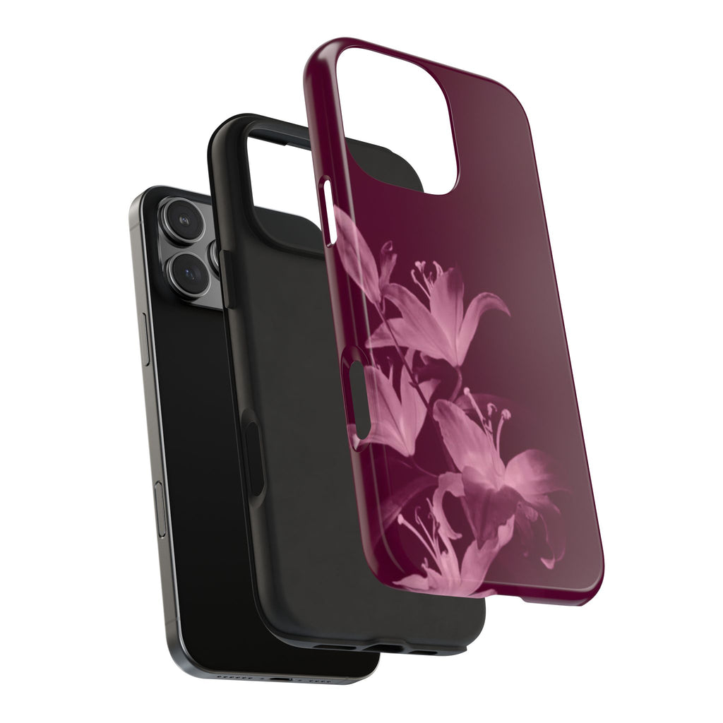 BURGUNDY WHIMSY ORCHIDS PHONE CASE