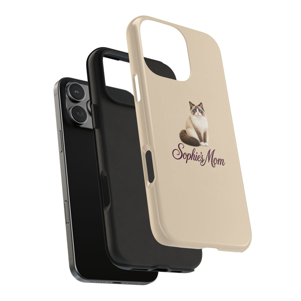 PERSONALIZED BEIGE RAGDOLL CAT MOM CUSTOM NAME PHONE CASE