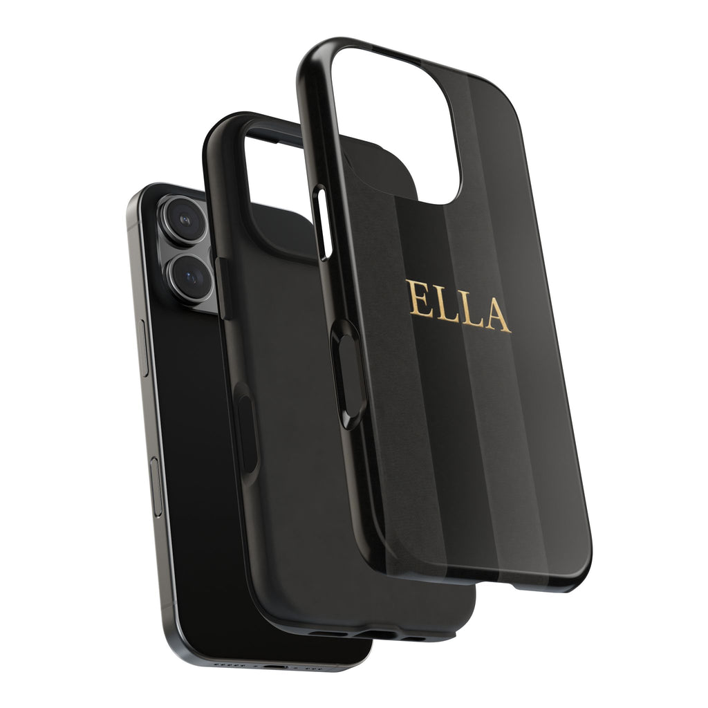 PERSONALIZED CHARCOAL BLACK VELVET STRIPES INITIALS NAME CUSTOM PHONE CASE