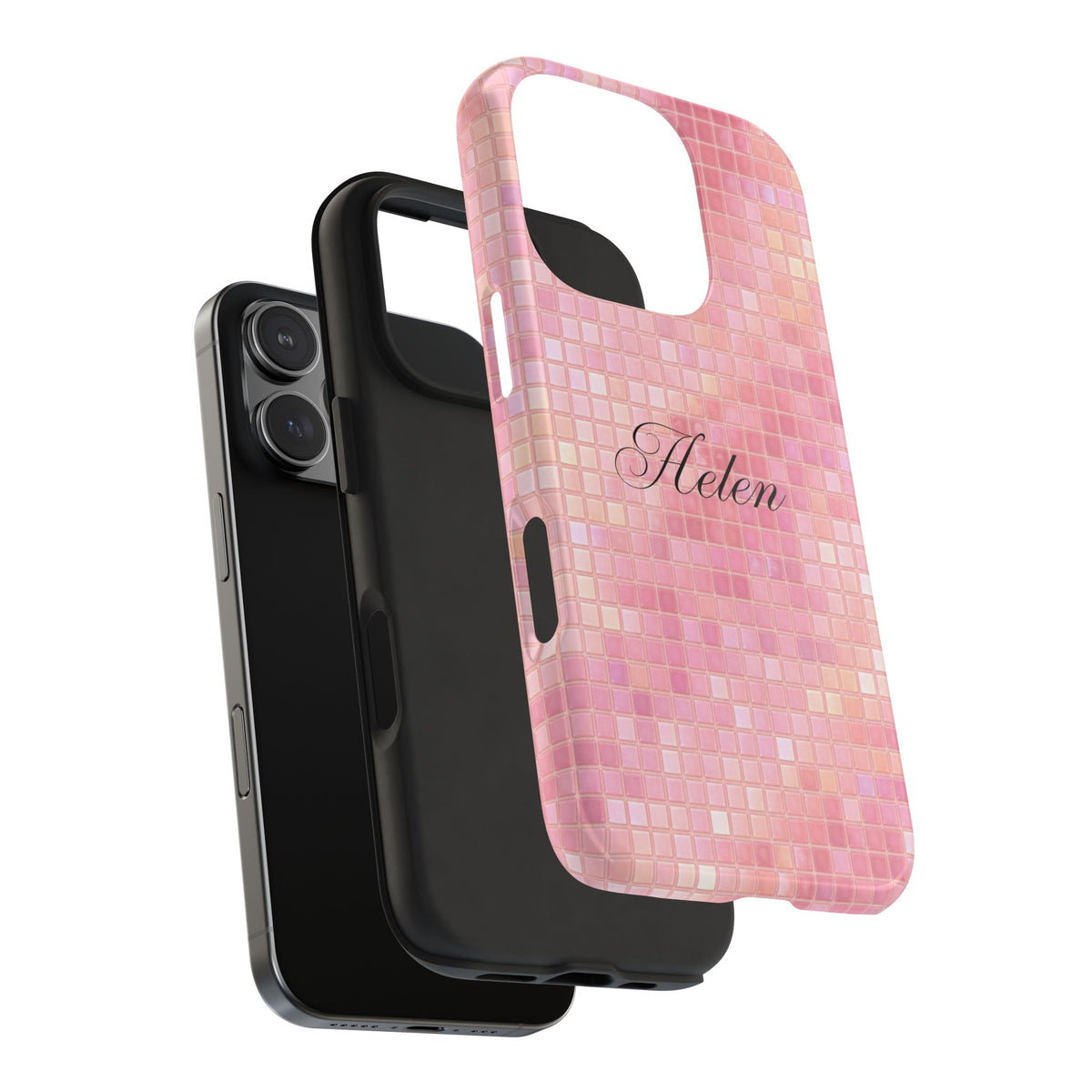 PERSONALIZED BABY PINK MOSAIC CUSTOM NAME PHONE CASE