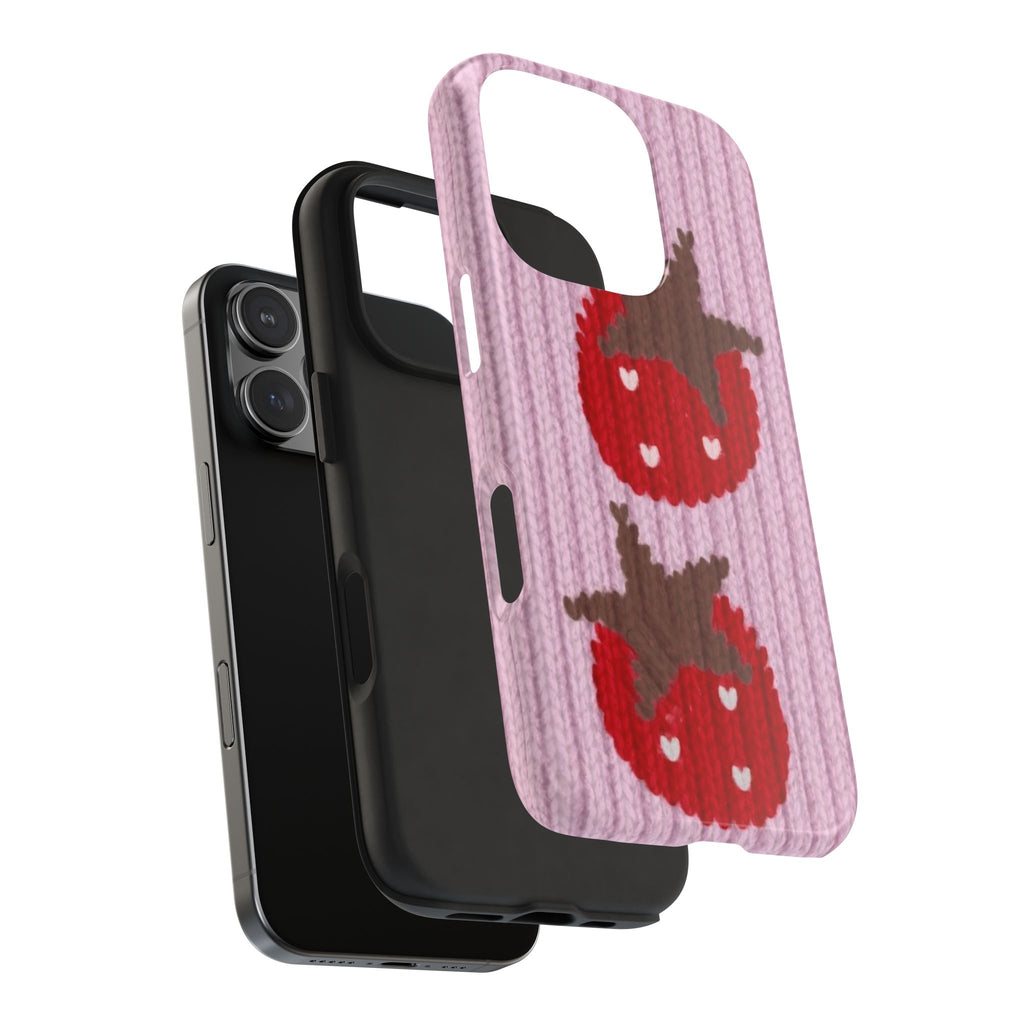 PINK KNIT STRAWBERRIES PHONE CASE