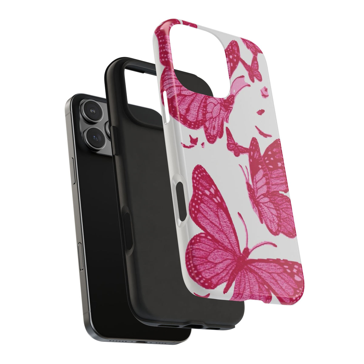 IVORY & BURGUNDY BUTTERFLIES PHONE CASE