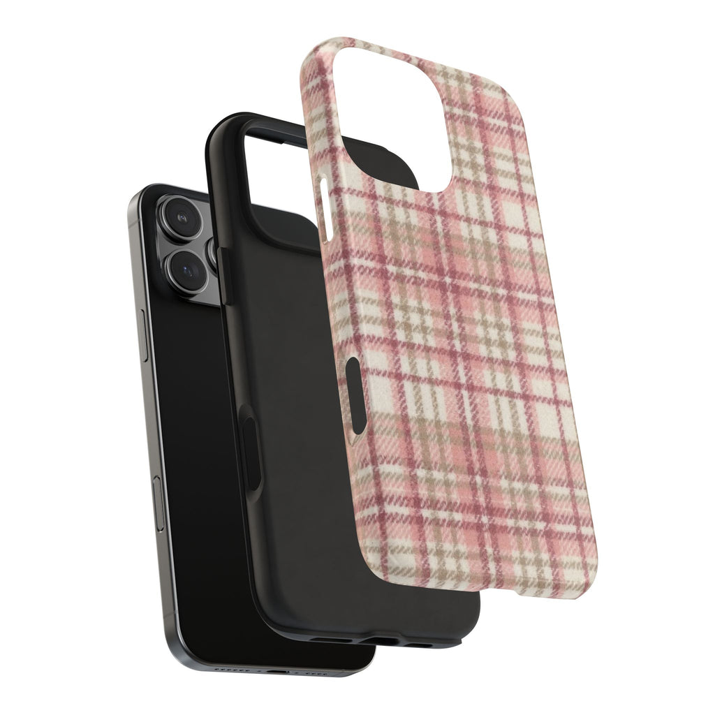 DUSTY ROSE TARTAN PLAID PHONE CASE