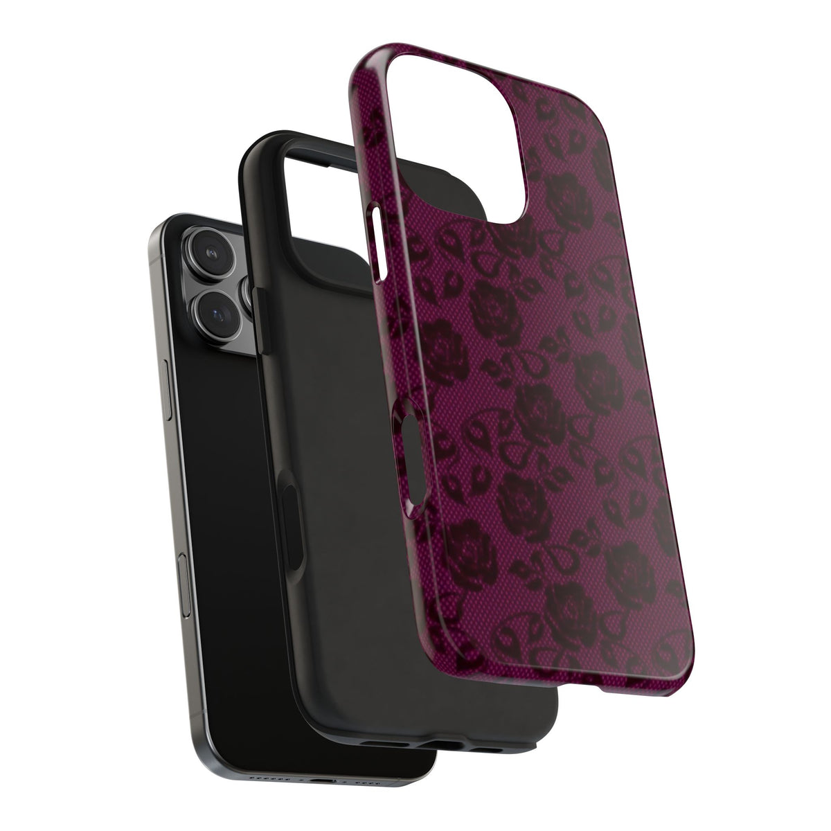 BURGUNDY CHERRY LACE FLORAL PHONE CASE