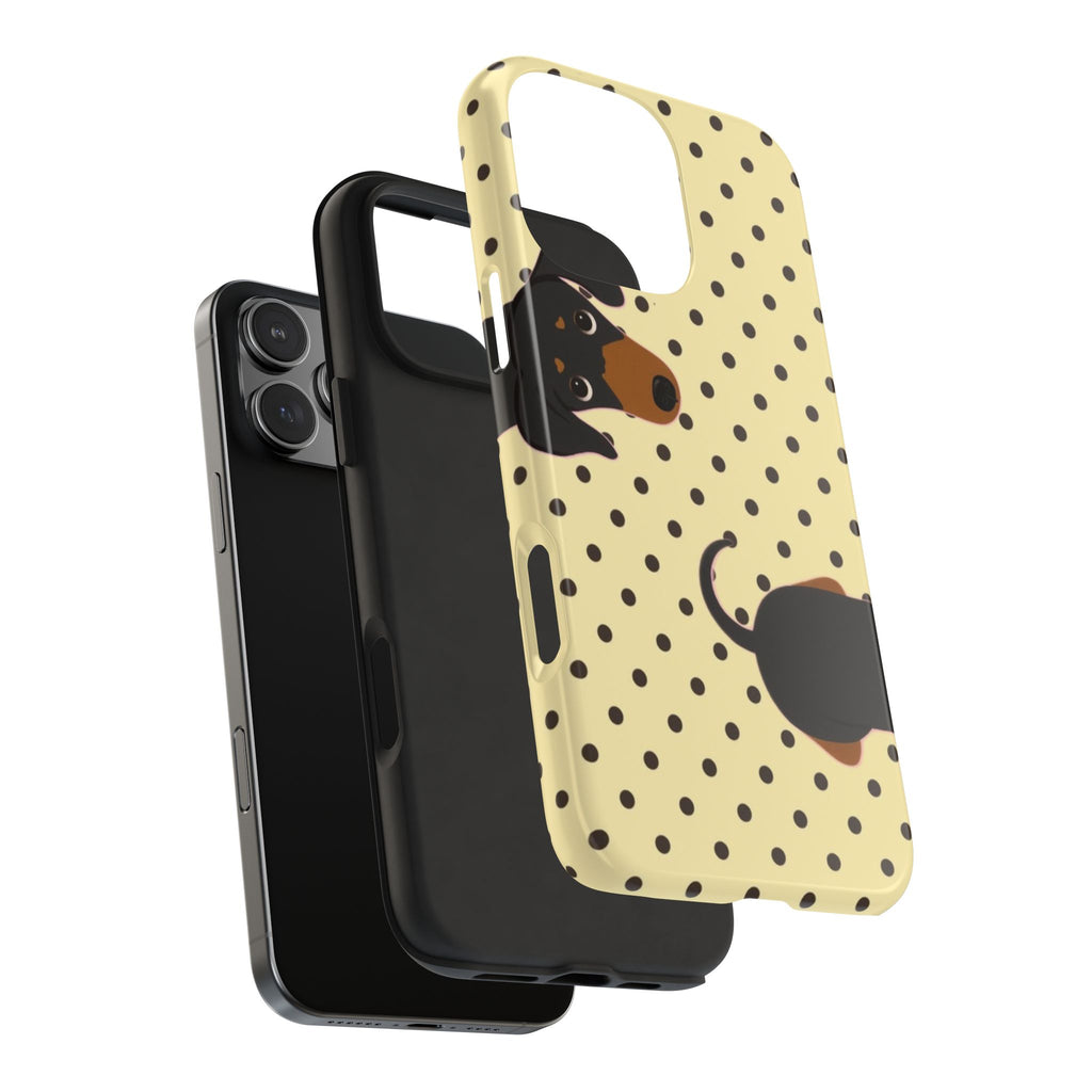 YELLOW POLKA DOTS DACHSHUND PHONE CASE