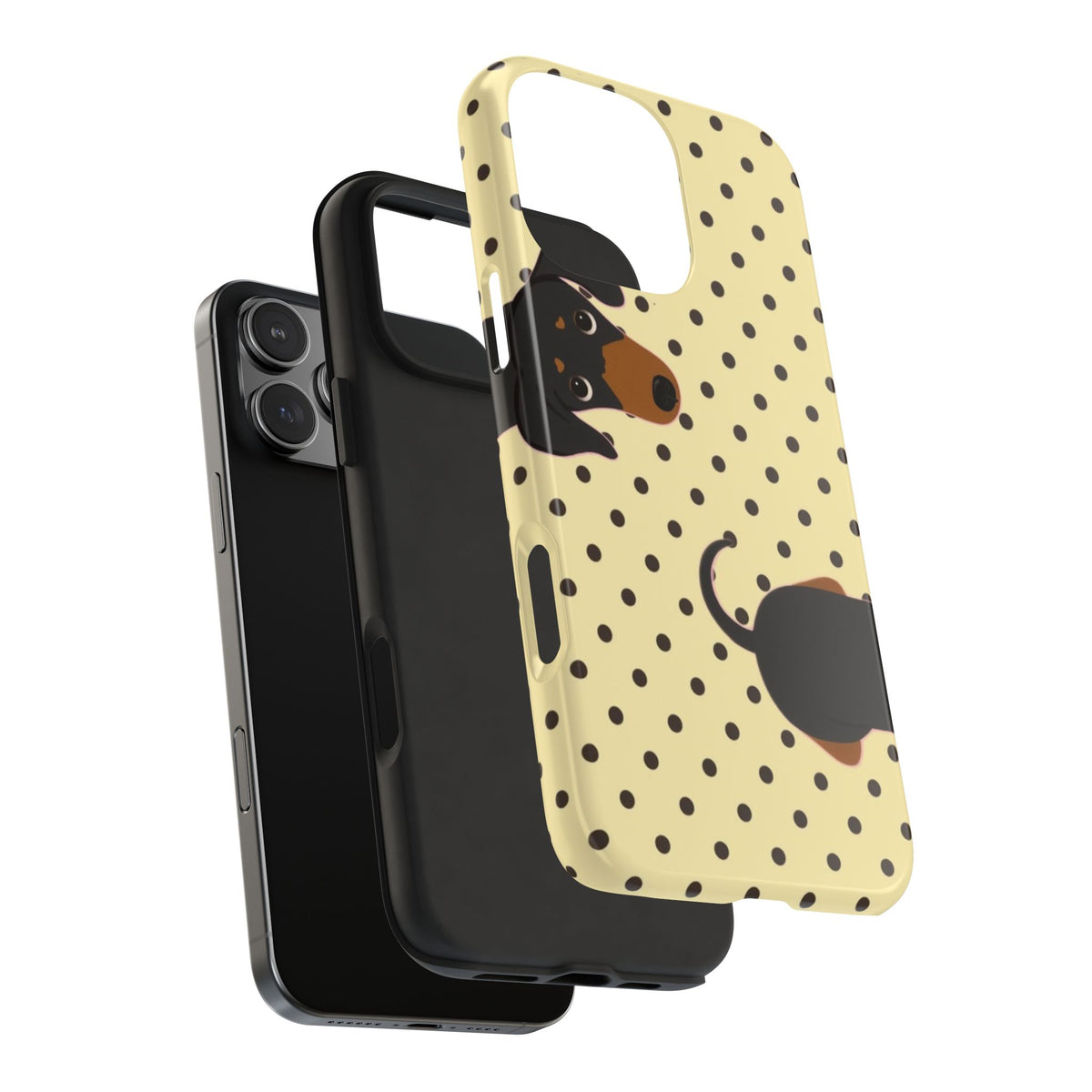 YELLOW POLKA DOTS DACHSHUND PHONE CASE
