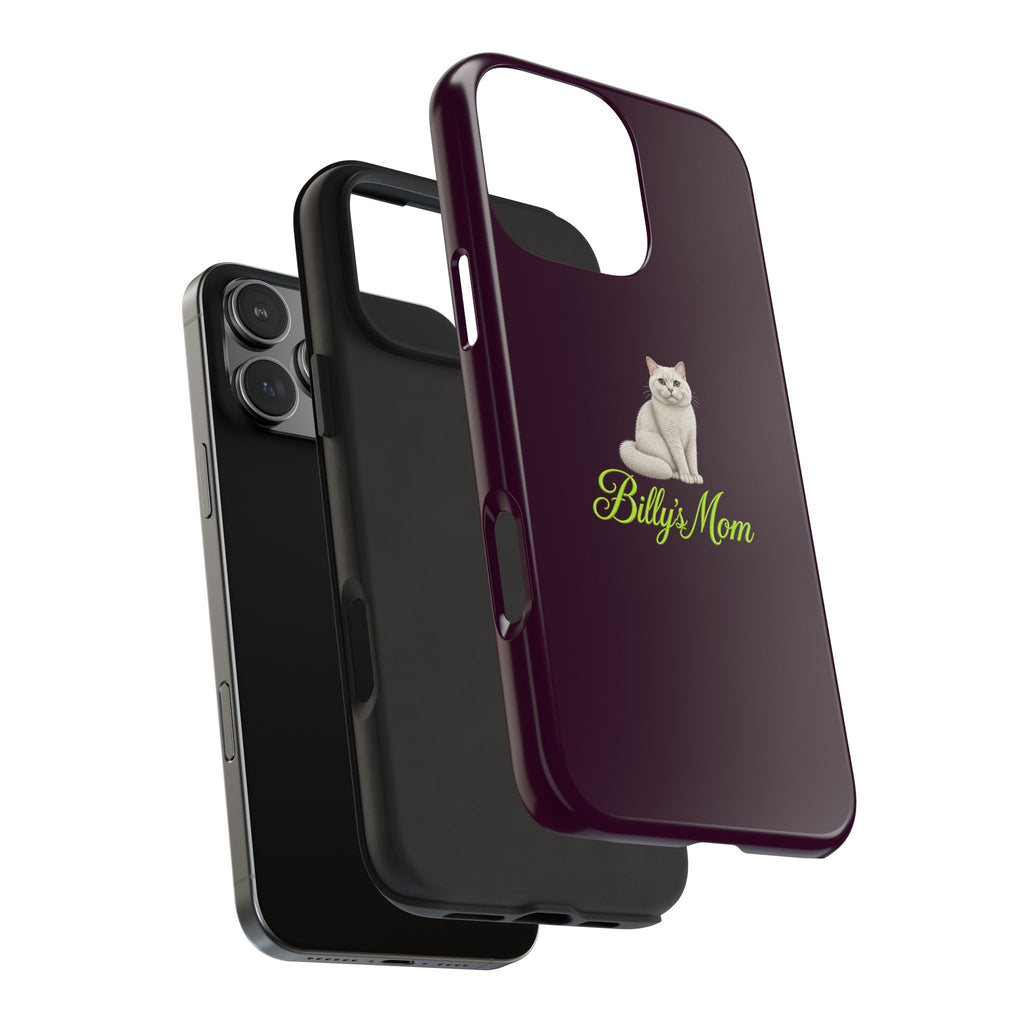 PERSONALIZED PURPLE PLUM WHITE BRITISH SHORTHAIR CAT MOM CUSTOM NAME PHONE CASE