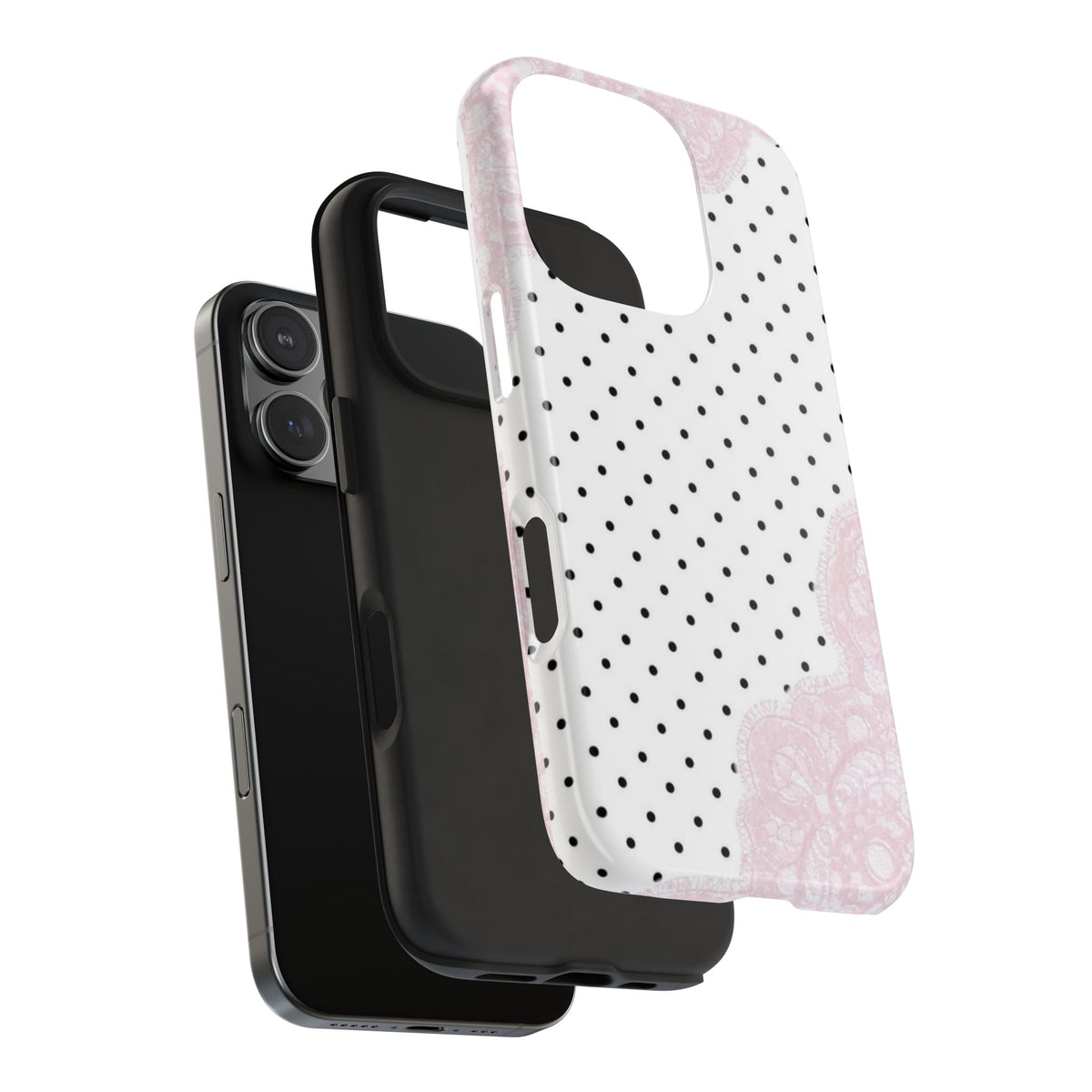 COQUETTE POLKA DOTS PINK LACE PHONE CASE