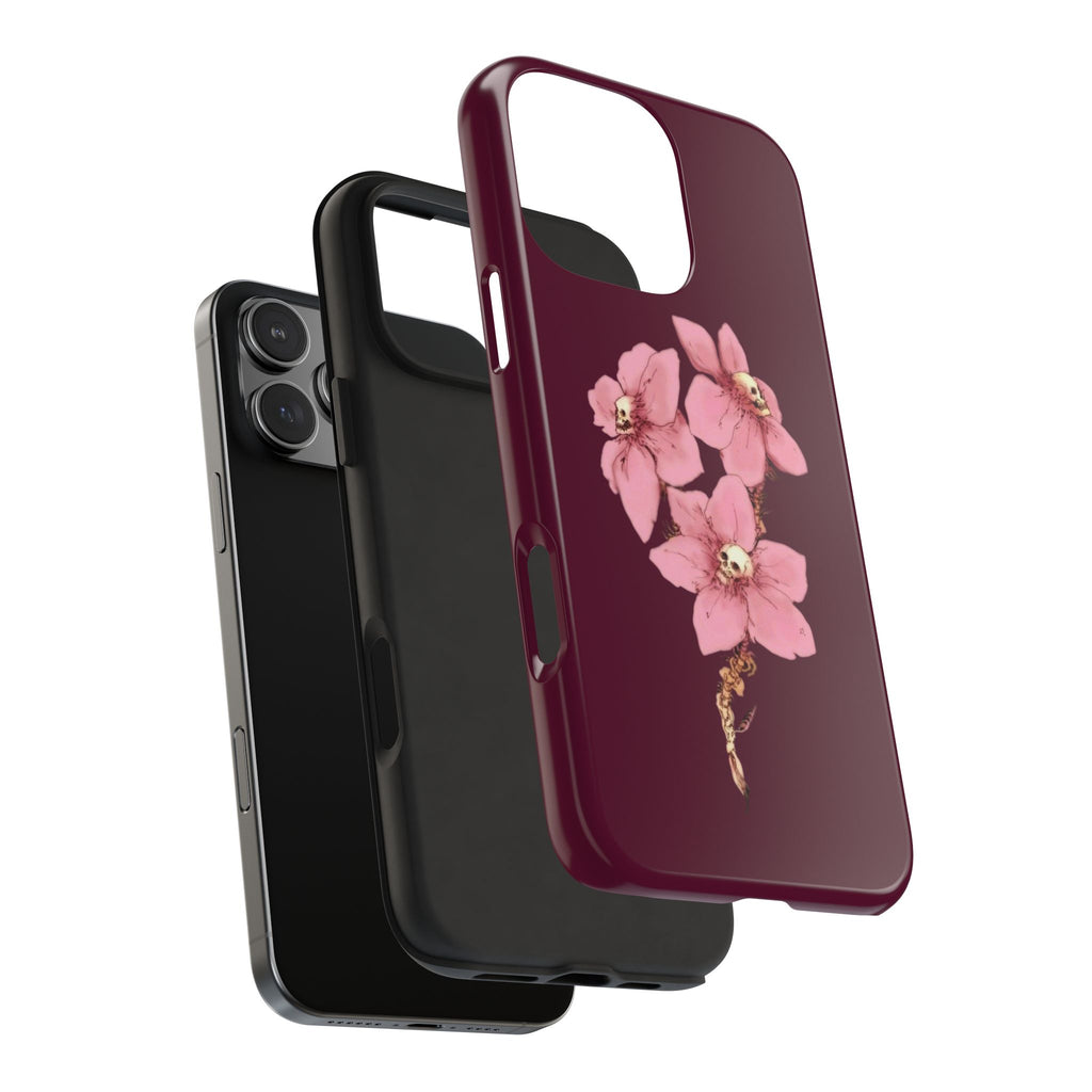 BURGUNDY FLORAL SKELETONS HALLOWEEN PHONE CASE