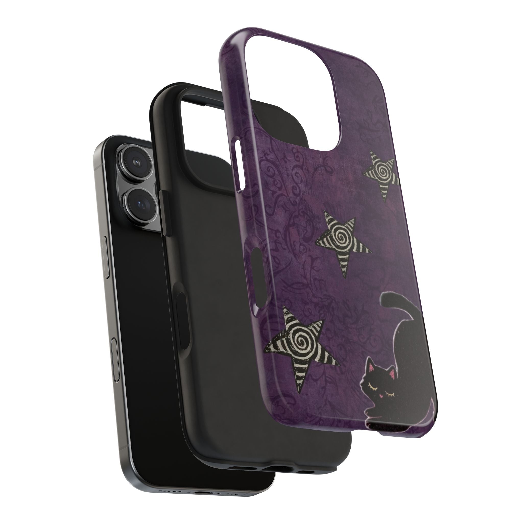 PLUM BLACK CAT HALLOWEEN PHONE CASE