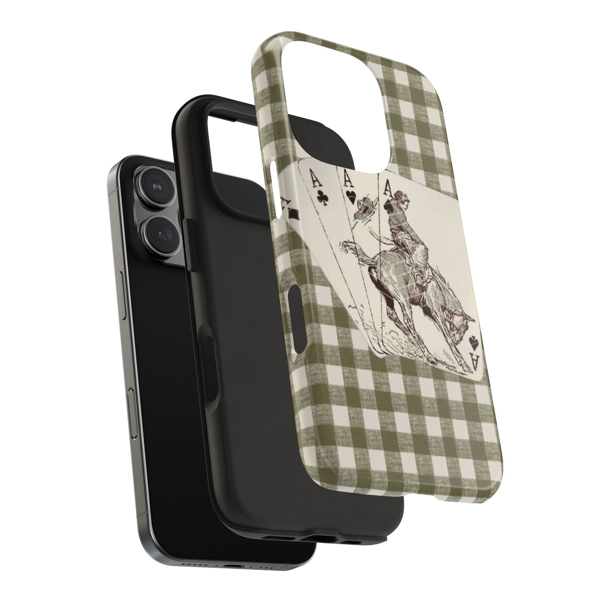 GREEN GINGHAM COUNTRY CARDS PHONE CASE