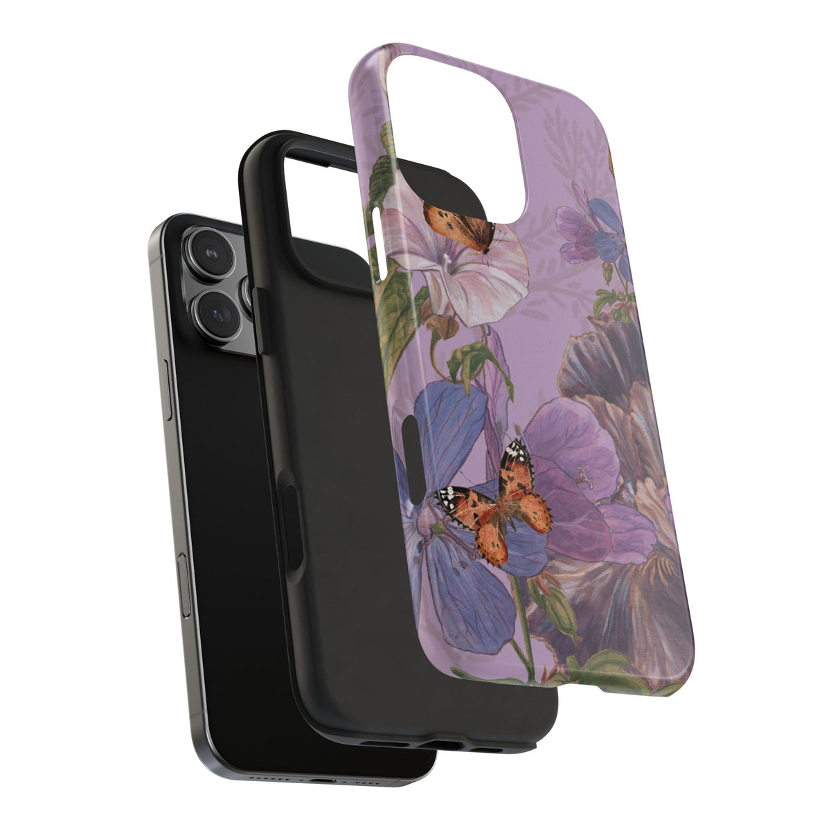 LILAC BUTTERFLY GARDEN FLORAL PHONE CASE