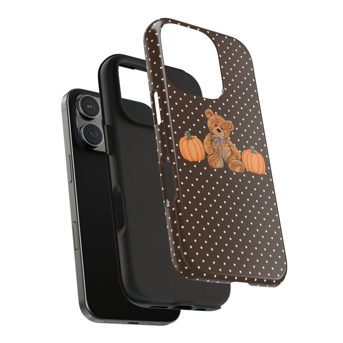 BROWN POLKA DOTS PUMPKIN TEDDY BEAR PHONE CASE