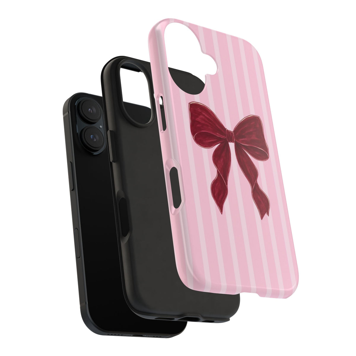 PINK STRIPES RED BOW PHONE CASE