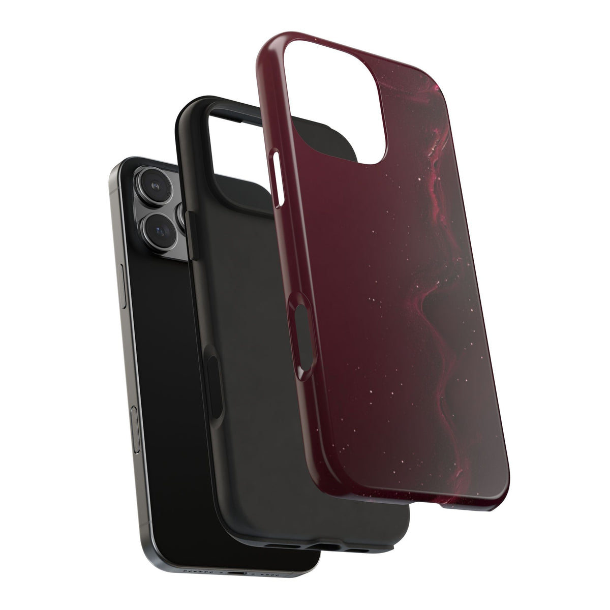 BURGUNDY GLITTER WAVE PHONE CASE