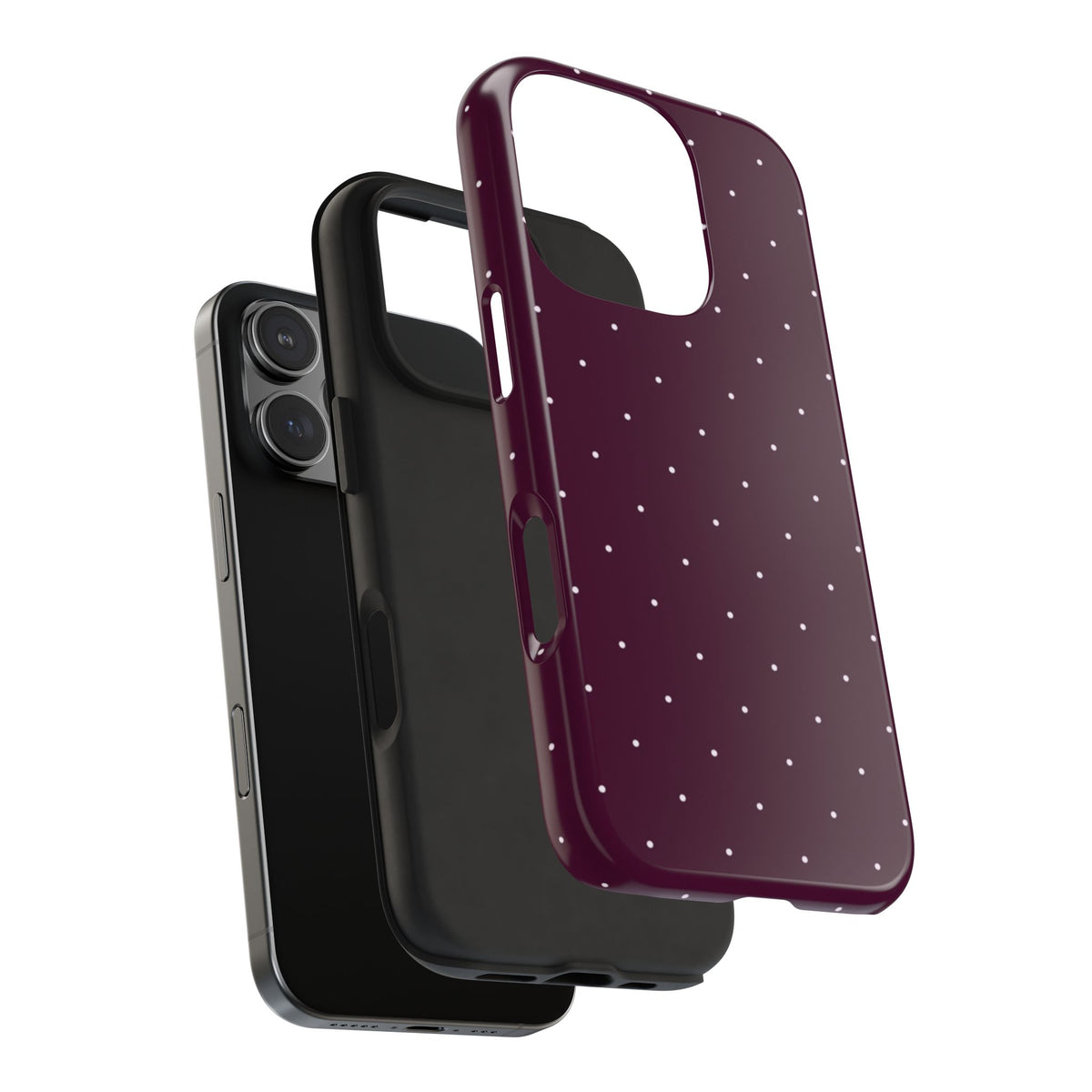 DARK CHERRY BURGUNDY MINI POLKA DOTS PHONE CASE