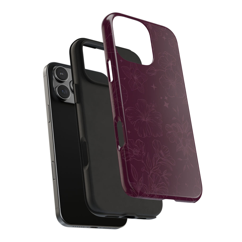 BURGUNDY AMOUR FLORAL PHONE CASE