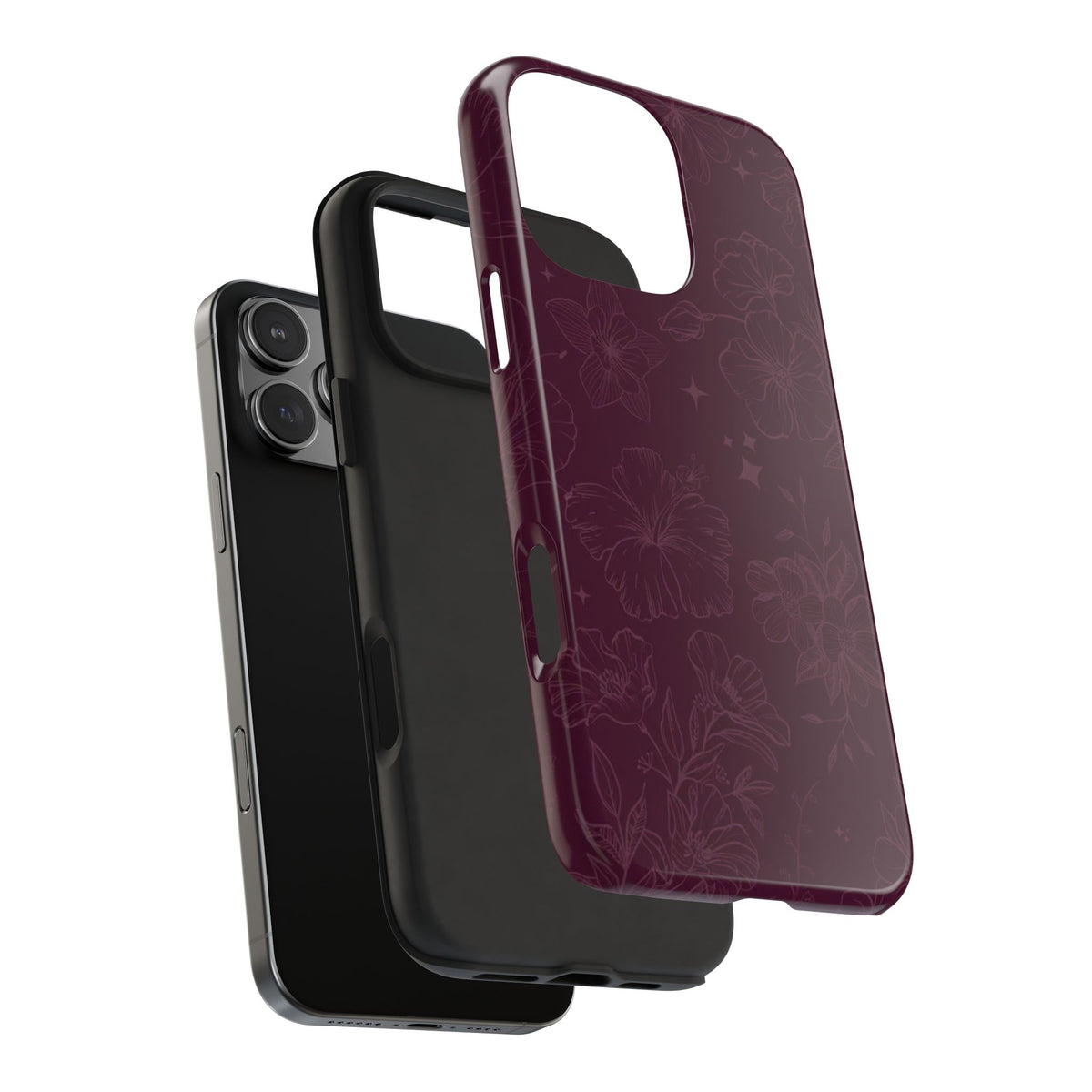 BURGUNDY AMOUR FLORAL PHONE CASE