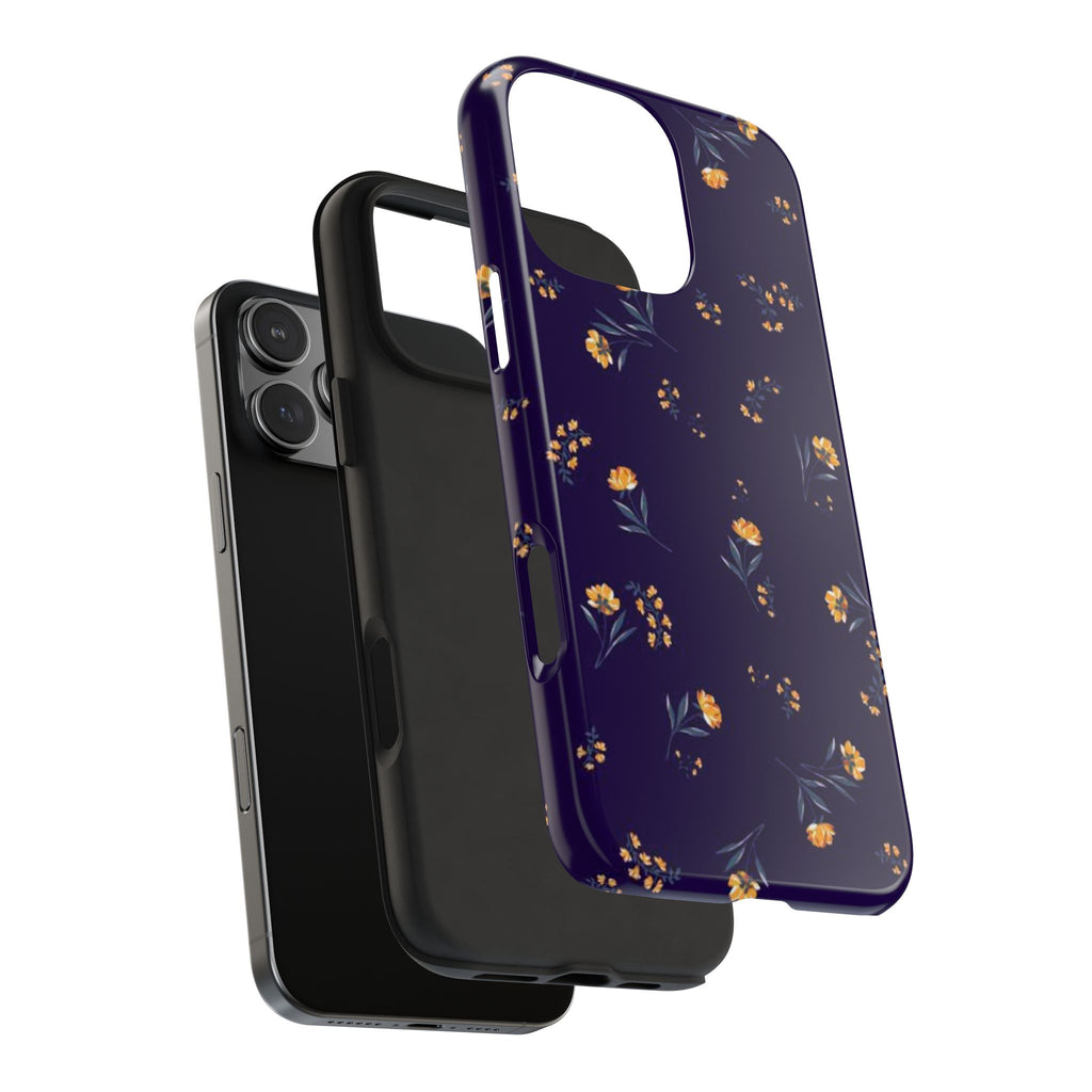 NAVY BLUE LEMON FLORAL PHONE CASE