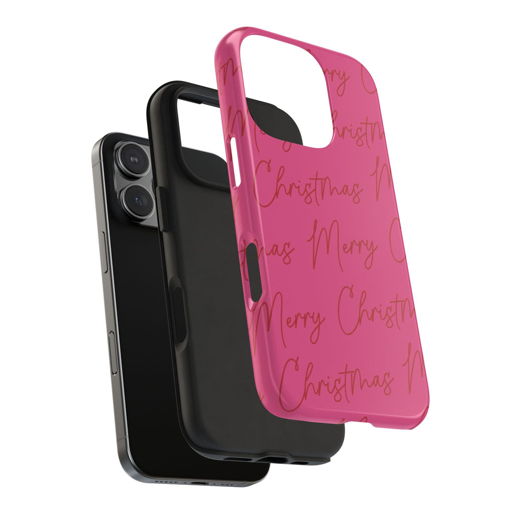 PINK MERRY CHRISTMAS PHONE CASE