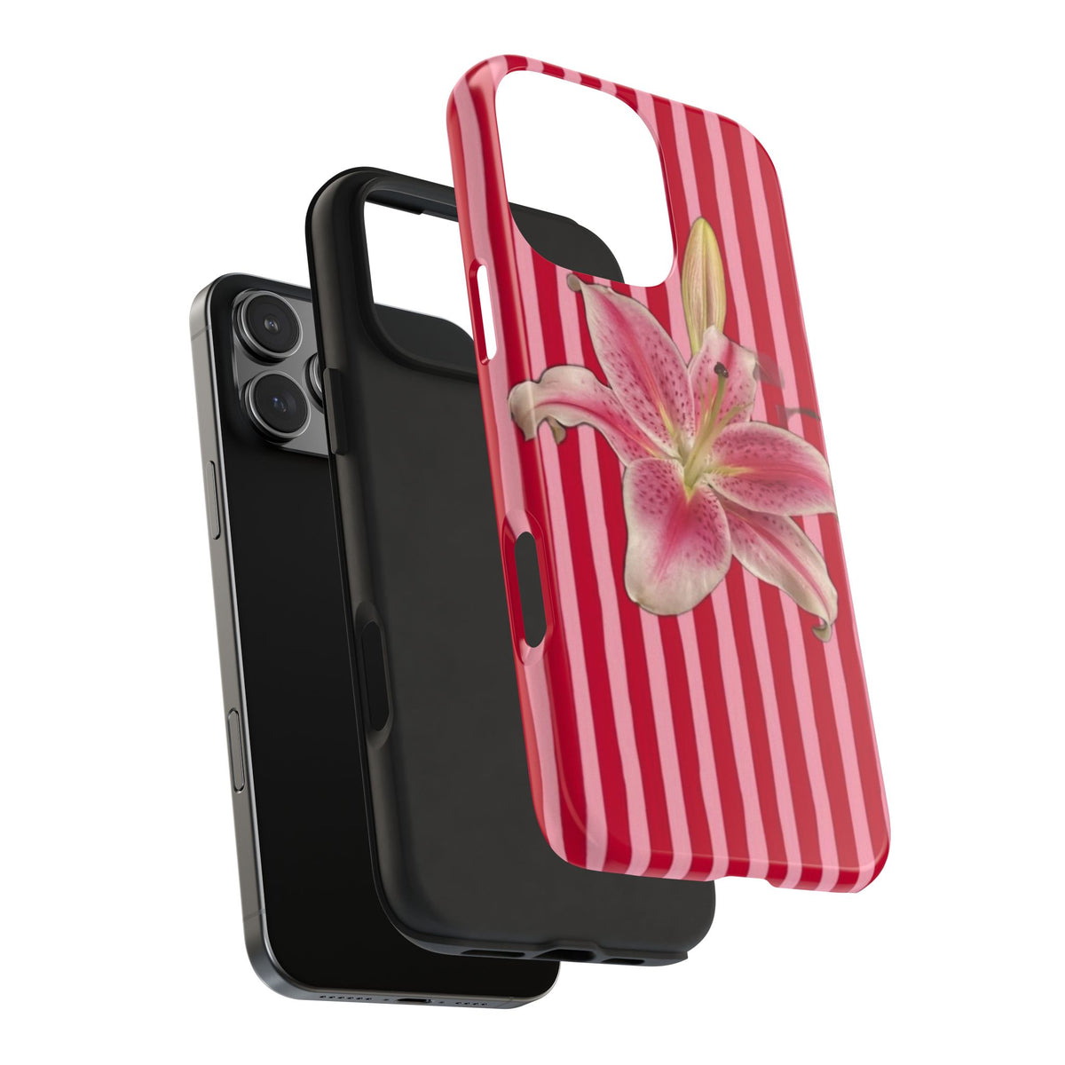 RED STRIPES ORCHID PHONE CASE