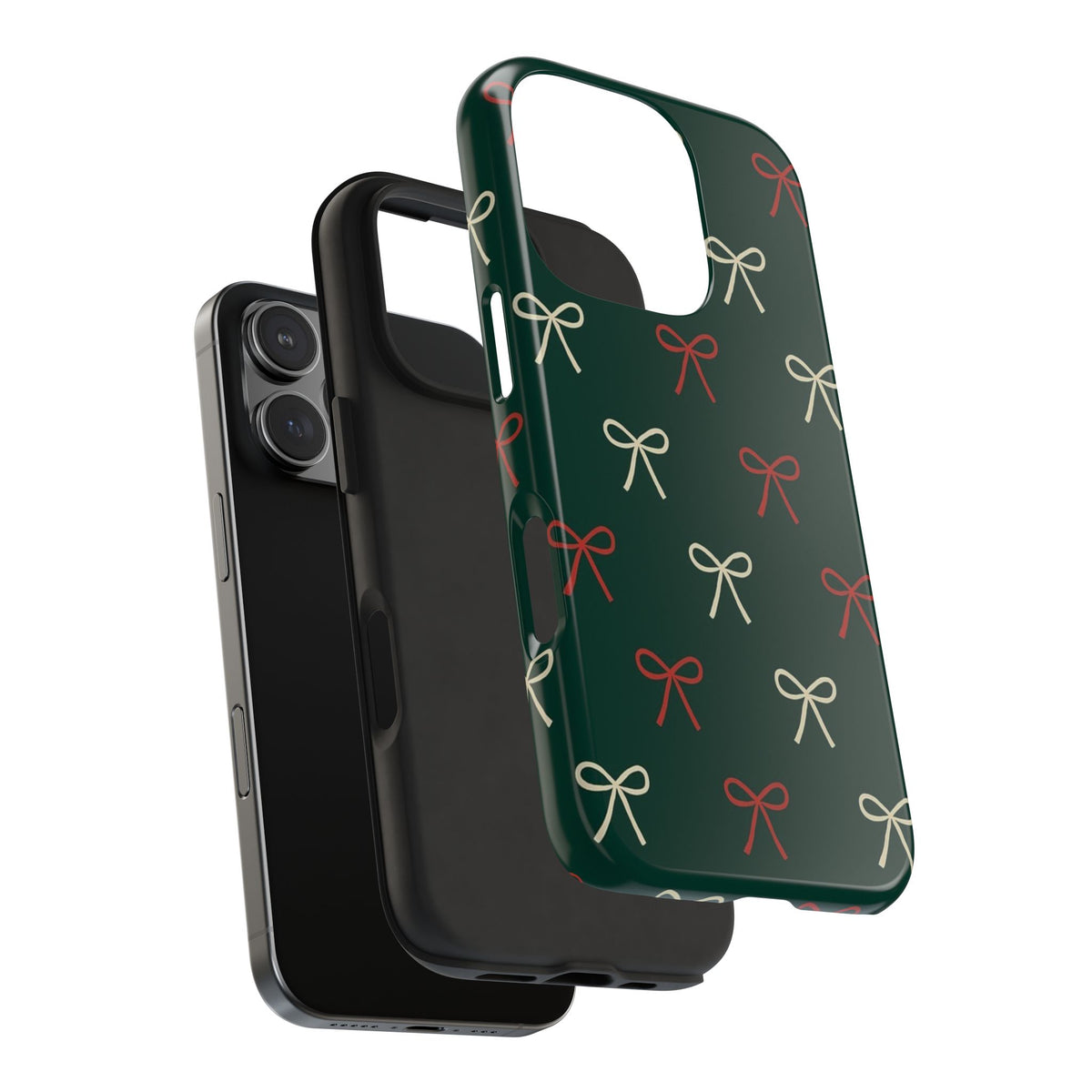 GREEN CHRISTMAS BOWS PHONE CASE