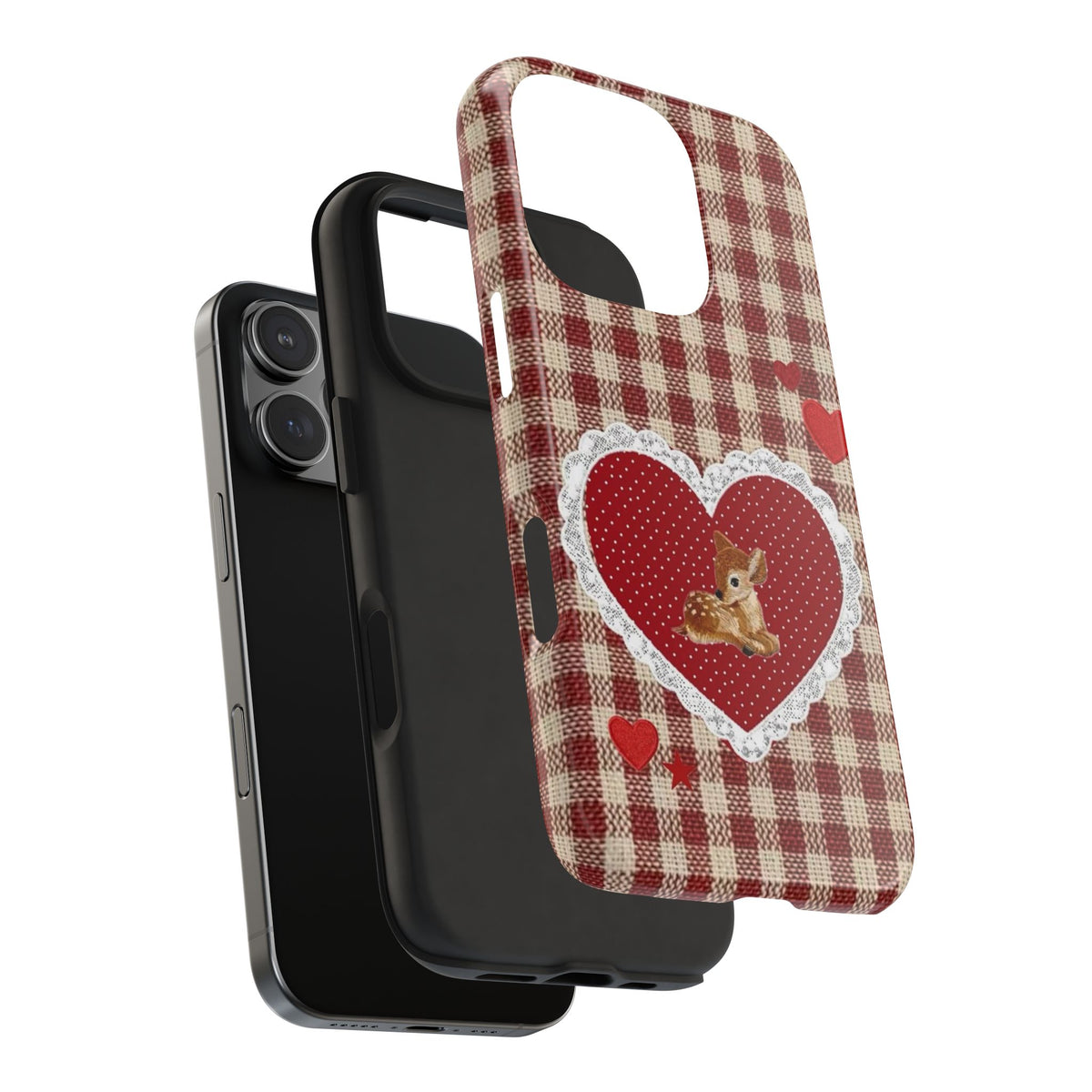RED GINGHAM DEER PHONE CASE