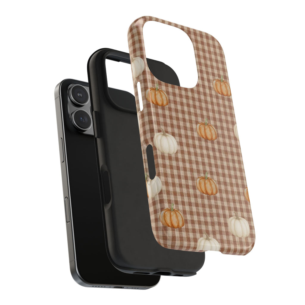 MOCHA GINGHAM PUMPKINS PHONE CASE