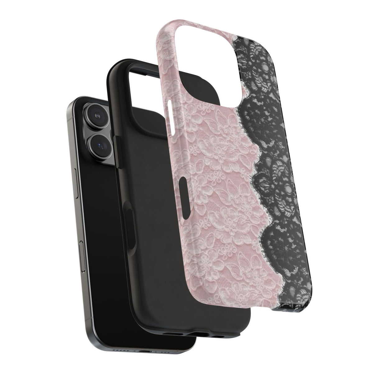 PINK & BLACK LACE PHONE CASE