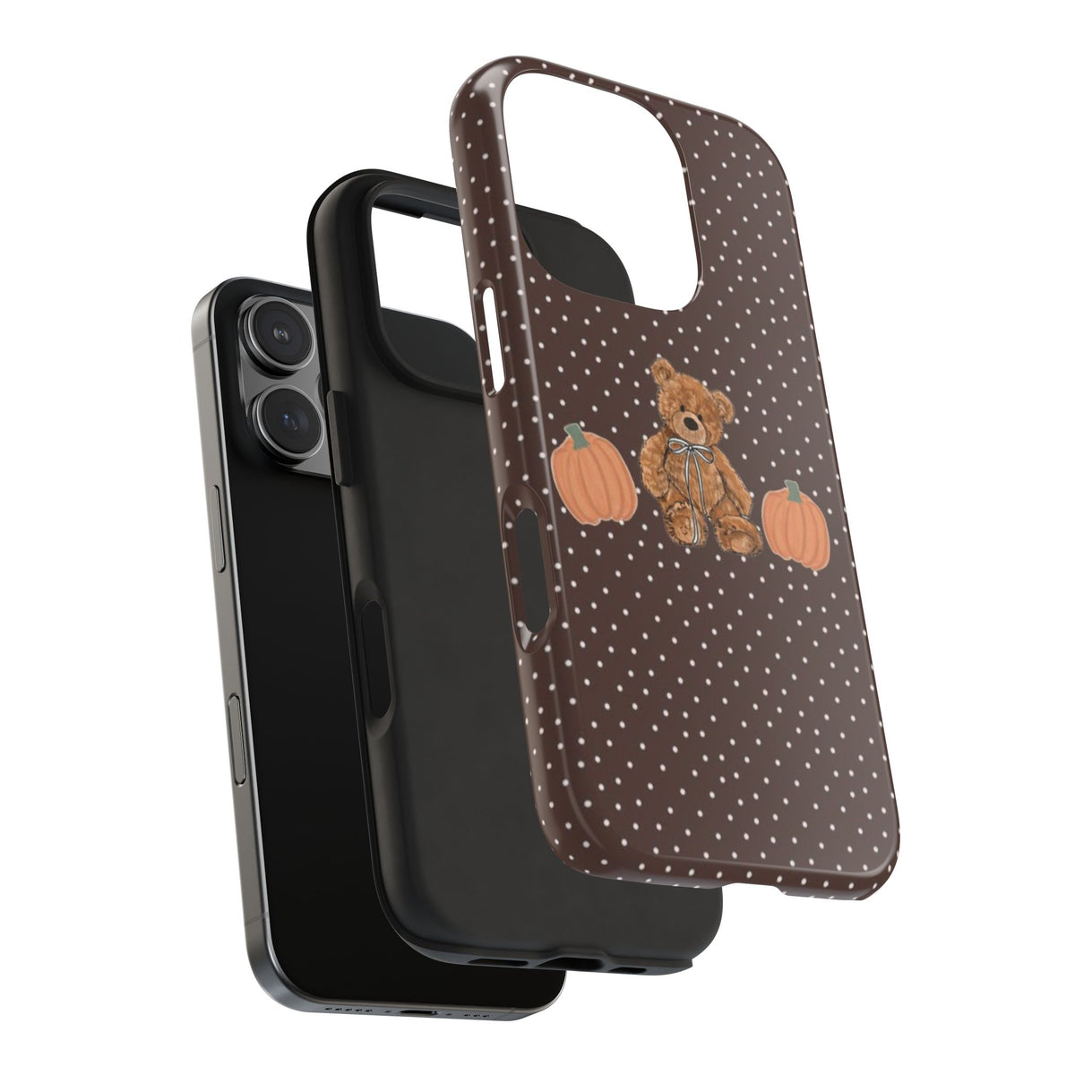BROWN POLKA DOTS PUMPKIN TEDDY BEAR PHONE CASE