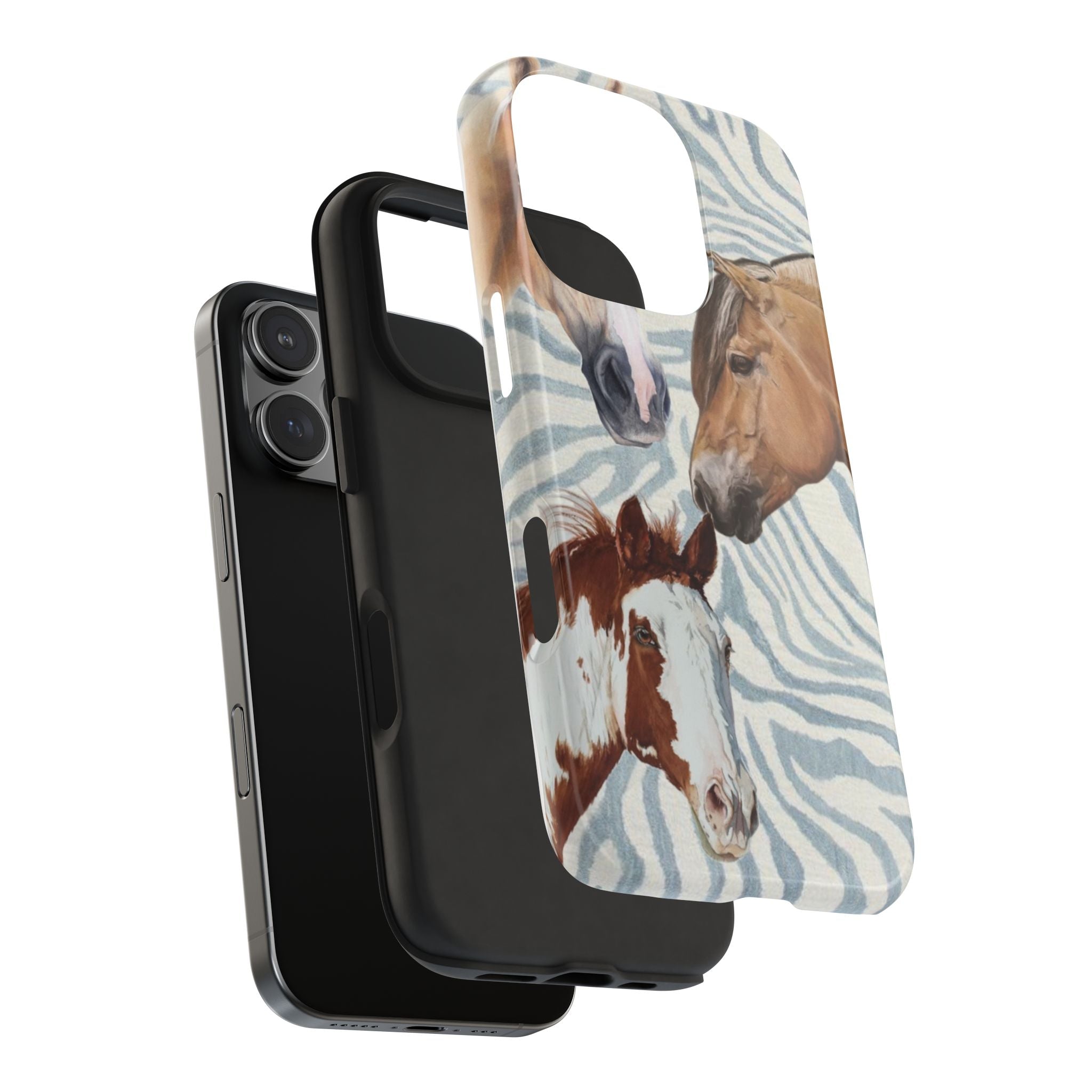 BLUE ZEBRA HORSES PHONE CASE
