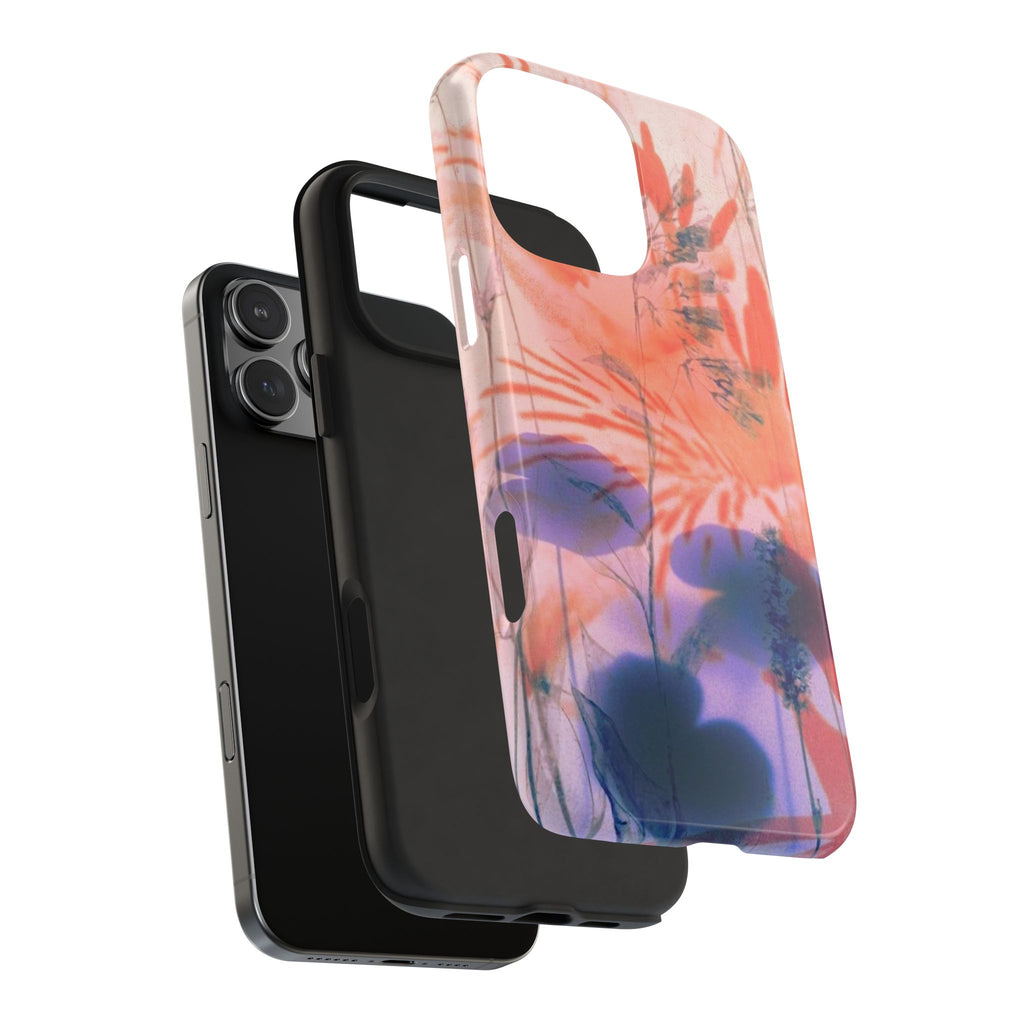 NAVY BLUE PETALS ORANGE FLORAL PHONE CASE