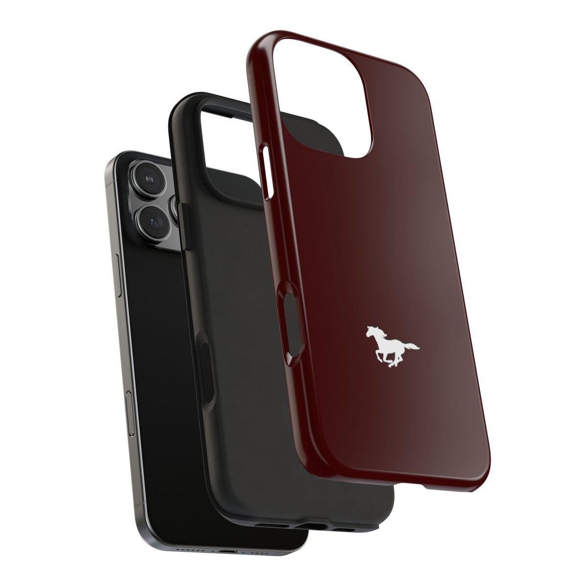BURGUNDY RED HORSE PHONE CASE