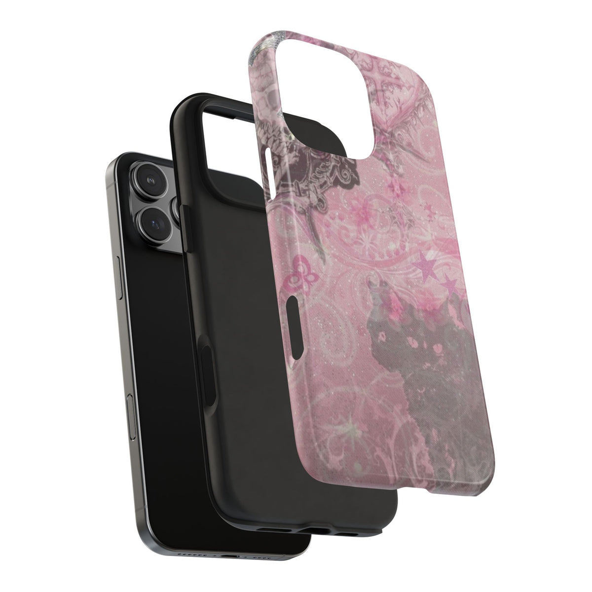 PINK WHIMSY HALLOWEEN BLACK CAT PHONE CASE