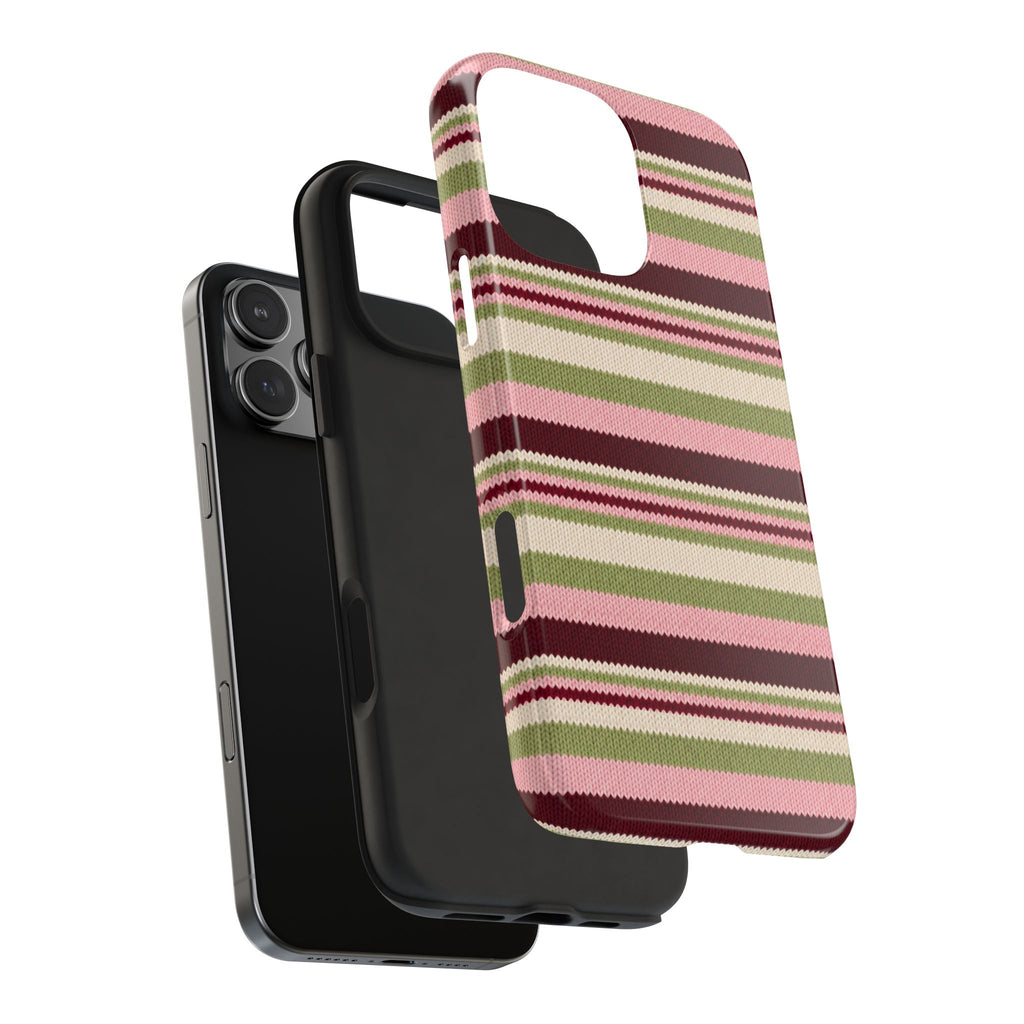 PISTACHIO CHERRY STRIPES PHONE CASE
