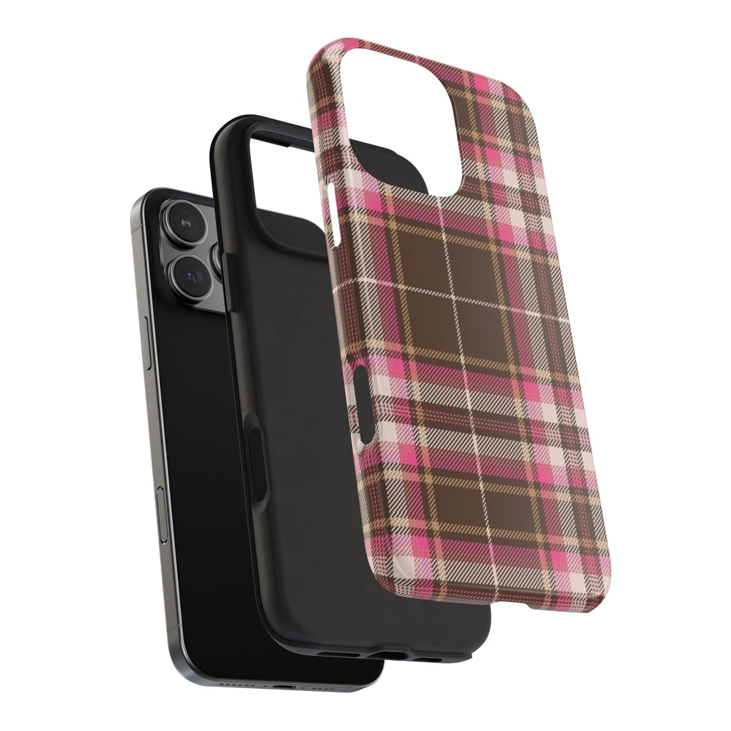 CHOCOLATE RASPBERRY TARTAN PLAID PHONE CASE