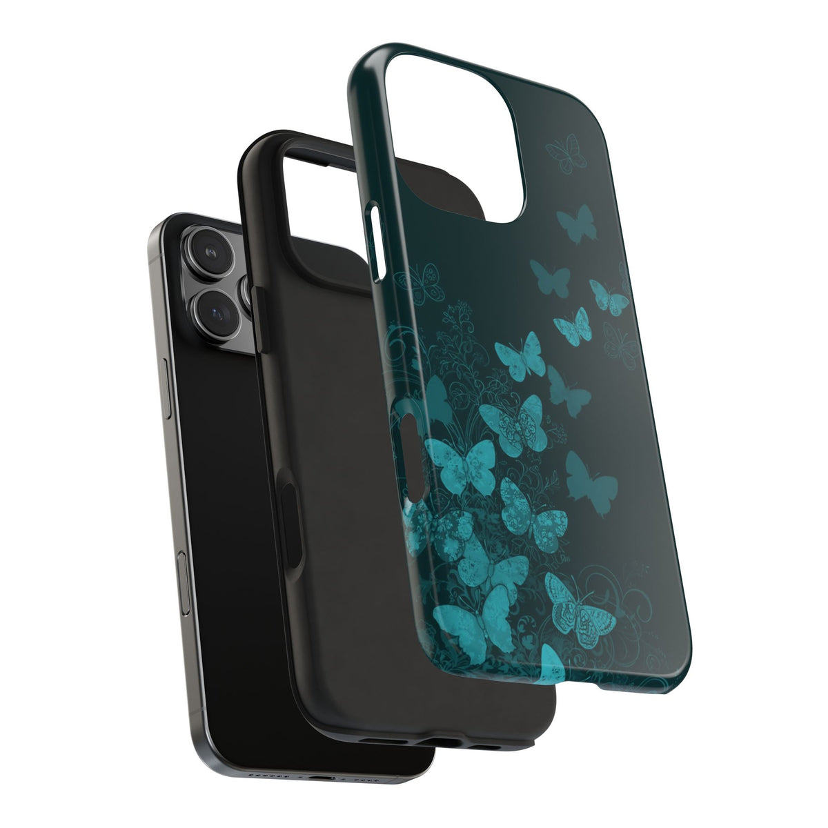 DARK TEAL BUTTERFLIES PHONE CASE
