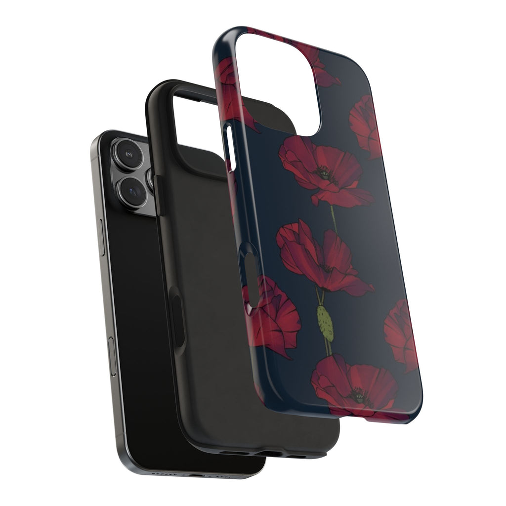 MIDNIGHT BURGUNDY WILDFLOWERS PHONE CASE