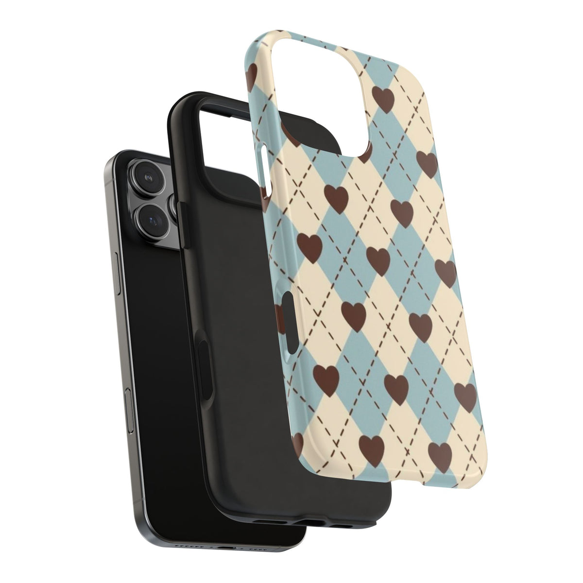 BLUE COQUETTE ARGYLE PHONE CASE