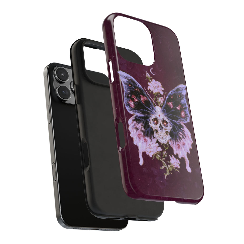 BURGUNDY BUTTERFLY SKULL HALLOWEEN PHONE CASE