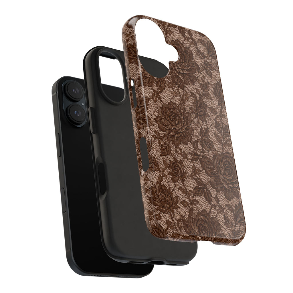 CAFÉ AMOUR BROWN LACE PHONE CASE