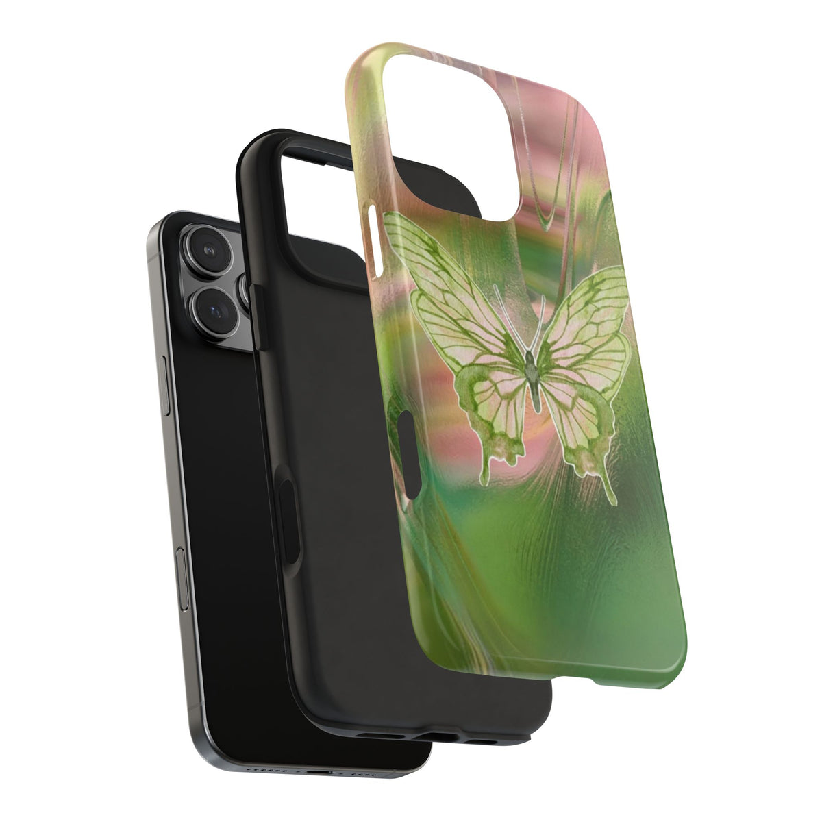 PINK & GREEN SWIRL BUTTERFLY PHONE CASE