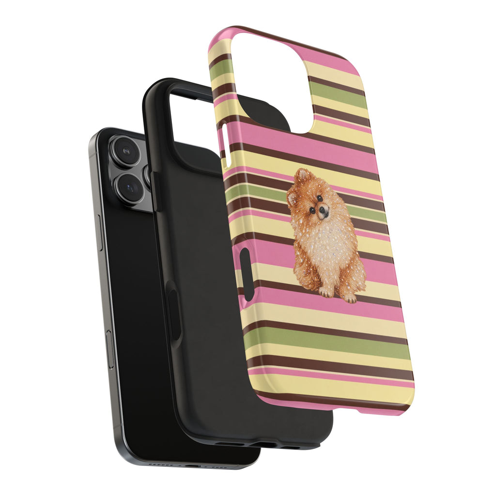 PICNIC STRIPES POMERANIAN DOG PHONE CASE