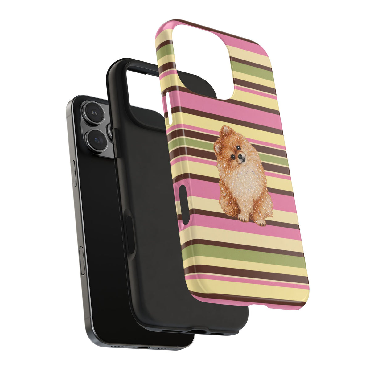 PICNIC STRIPES POMERANIAN DOG PHONE CASE