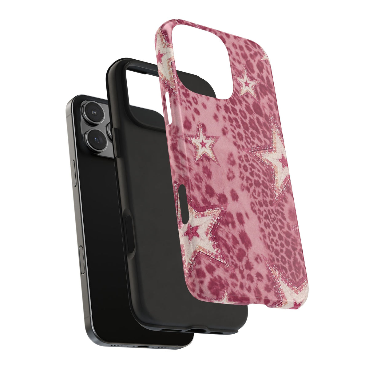 PINK LEOPARD GOLD STARS PHONE CASE
